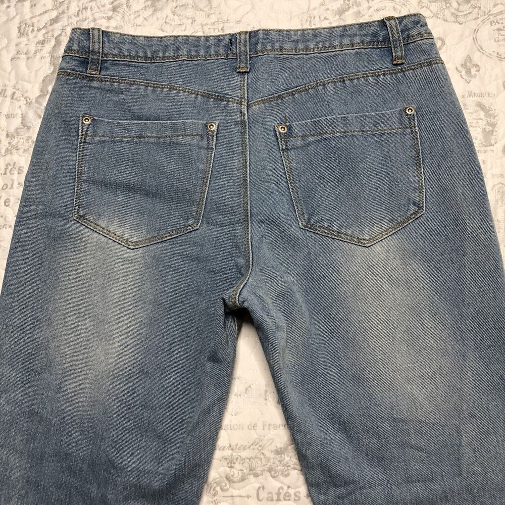 Nastygal Gemma All Over Ripped Jean Blue Size 6 Slim Cropped Light Washed - Picture 5 of 7